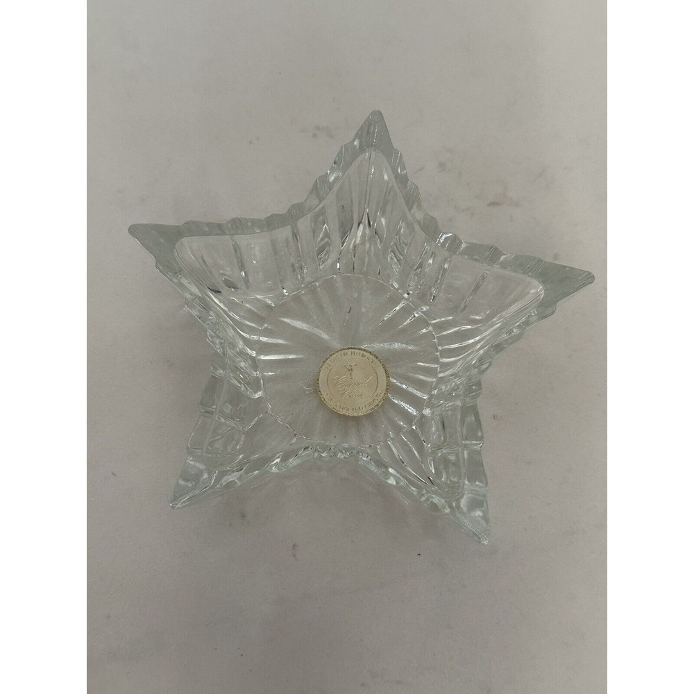 Vtg Crystal Clear Star Shape Lead Crystal Trinket Jewelry Box Romania Glass Lid - Picture 13 of 16